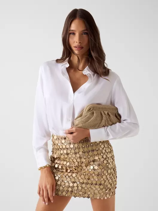 Camisa de satén con lazo