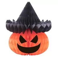 Halloween Χάρτινη Διακοσμητική Κολοκύθα με Καπέλο Ø24x27cm