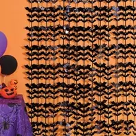 Halloween Διακοσμητική Κουρτίνα Μαύρες Νυχτερίδες 1x2m