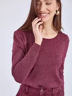 Πουλόβερ μεταλλιζέ με γυριστή λαιμόκοψη