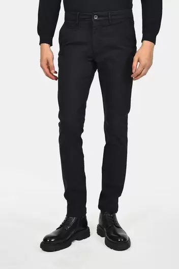 Ανδρικό Βαμβακερό Chinos Παντελόνι Σε Στενή Γραμμή - ΜΑΥΡΟ Ανδρικό Βαμβακερό Chinos Παντελόνι Σε Στενή Γραμμή - ΜΑΥΡΟ