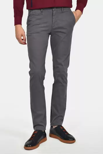 Ανδρικό Βαμβακερό Chinos Παντελόνι Σε Στενή Γραμμή - ΑΝΘΡΑΚΙ Ανδρικό Βαμβακερό Chinos Παντελόνι Σε Στενή Γραμμή - ΑΝΘΡΑΚΙ