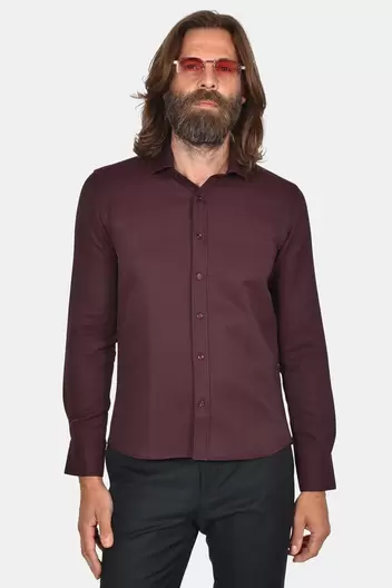 Ανδρικό Επίσημο Πουκάμισο Slim Fit Με Μοντέρνα Γραμμή - ΜΠΟΡΝΤΟ Ανδρικό Επίσημο Πουκάμισο Slim Fit Με Μοντέρνα Γραμμή - ΜΠΟΡΝΤΟ