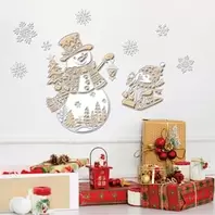 Χριστουγεννιάτικα Αυτοκόλλητα Διακοσμητικά Χιονάνθρωπος Πιγκουίνος Νιφάδες Σαμπανί 24x41cm