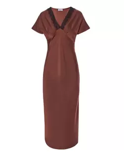 Φόρεμα satin με δαντέλα midi