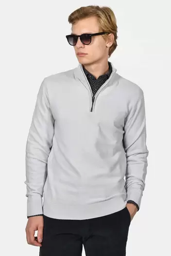 Ανδρικό Half Zip 100% Βαμβάκι Με Ριγέ Σχέδιο - ΓΚΡΙ ΑΝΟΙΧΤΟ                                                                Ανδρικό Half Zip 100% Βαμβάκι Με Ριγέ Σχέδιο - ΓΚΡΙ ΑΝΟΙΧΤΟ