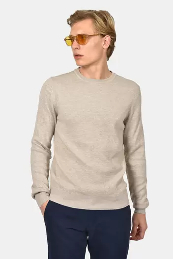 Ανδρικό Βαμβακερό Πουλόβερ Σε Normal Fit - ΜΠΕΖ                                                                Ανδρικό Βαμβακερό Πουλόβερ Σε Normal Fit - ΜΠΕΖ
