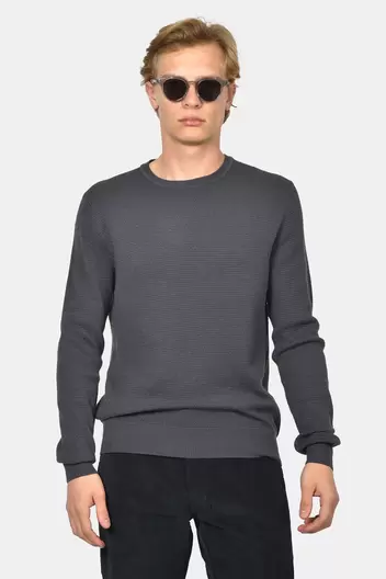 Ανδρικό Βαμβακερό Πουλόβερ Σε Normal Fit - ΑΝΘΡΑΚΙ                                                                Ανδρικό Βαμβακερό Πουλόβερ Σε Normal Fit - ΑΝΘΡΑΚΙ