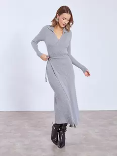 Φόρεμα κρουαζέ μάξι με γιακά