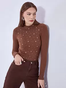 Πουλόβερ ριπ με αστέρια και strass