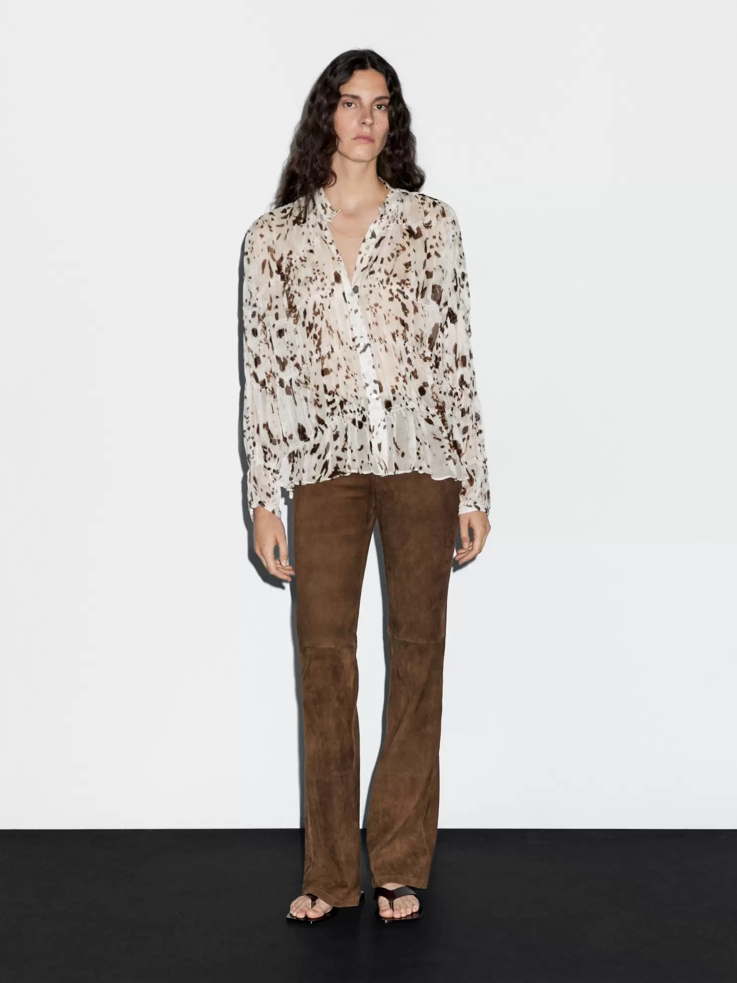 Πουκάμισο animal print με λεπτομέρεια σούρες