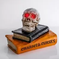 Halloween Διακοσμητική Σύνθεση Νεκροκεφαλή σε Βιβλία Polyresin με Φως 19x15x15cm