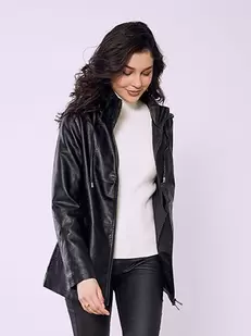 Μπουφάν δερματίνης με κουκούλα