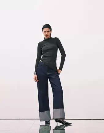 ASOS DESIGN deep turn up jean in indigo