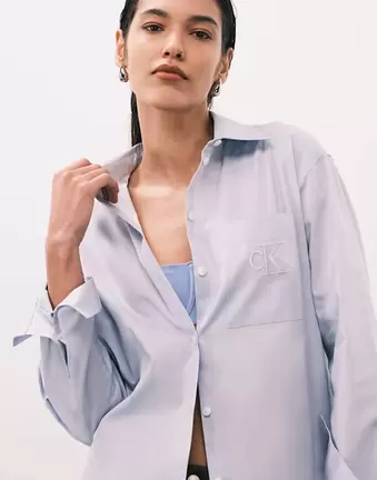 Calvin Klein Jeans relaxed fit poplin shirt in blue