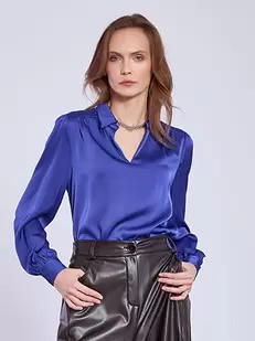 Μπλούζα σατέν με γιακά