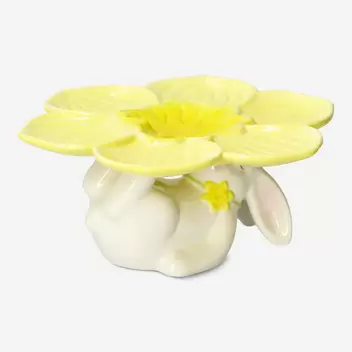 Flower cake stand with white bunny - 24 cm