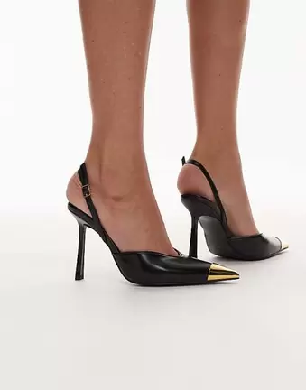 JW PEI Savannah slingback heels with metal toe detail in black