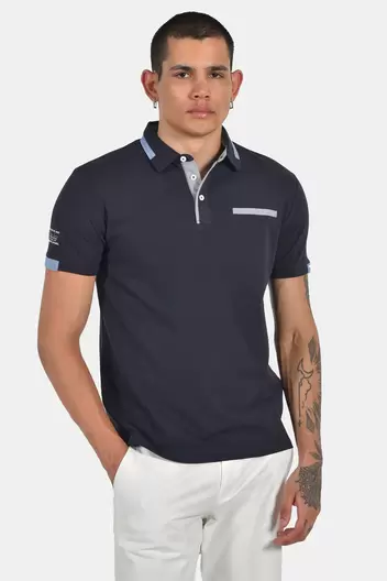 Ανδρική Μπλούζα Polo Normal Fit Με Ελαστική Σύνθεση & Διακριτικές Λεπτομέρειες Γιακά - ΜΠΛΕ                                                                Ανδρική Μπλούζα Polo Normal Fit Με Ελαστική Σύνθεση & Διακριτικές Λεπτομέρειες Γιακά - ΜΠΛΕ