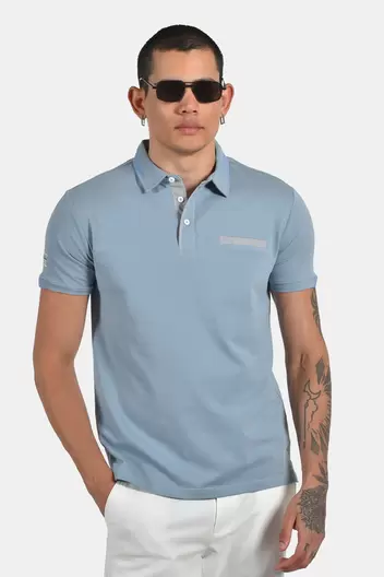 Ανδρική Μπλούζα Polo Normal Fit Με Ελαστική Σύνθεση & Διακριτικές Λεπτομέρειες Γιακά - ΣΙΕΛ                                                                Ανδρική Μπλούζα Polo Normal Fit Με Ελαστική Σύνθεση & Διακριτικές Λεπτομέρειες Γιακά - ΣΙΕΛ