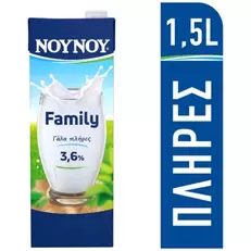 ΝΟΥΝΟΥ Family Γάλα 3,6% Λιπαρά 1,5lt