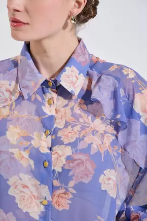 Εμπριμέ πουκάμισο με βολάν