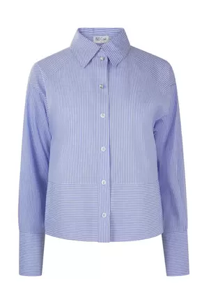 Βαμβακερό ριγέ πουκάμισο με διακοσμητικά κουμπιά