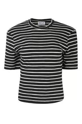 Βαμβακερή μπλούζα μαρινιέρα με διακοσμητικό κουμπί