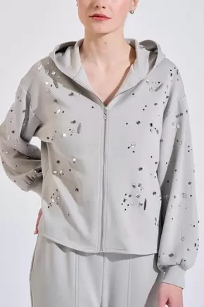 Φούτερ ζακέτα σε άνετη γραμμή με πέτρες