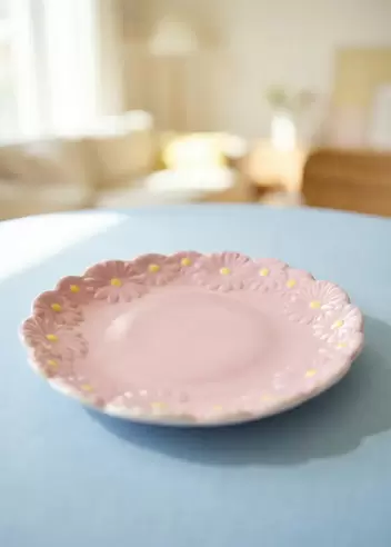 Pink flower plate - 19 cm