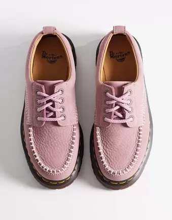 Dr Martens Lowell contrast stitch shoe in dusty rose nubuck