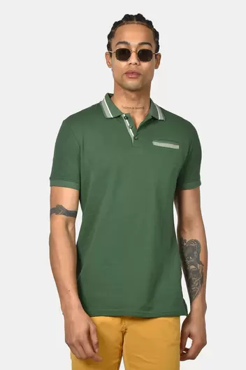 Ανδρική Μπλούζα Polo Normal Fit Από 100% Βαμβάκι Με Διακριτικές Ρίγες Στον Γιακά - ΠΡΑΣΙΝΟ                                                                Ανδρική Μπλούζα Polo Normal Fit Από 100% Βαμβάκι Με Διακριτικές Ρίγες Στον Γιακά - ΠΡΑΣΙΝΟ