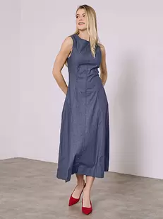 Φόρεμα μίντι με denim όψη