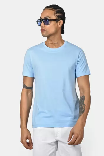 Ανδρικό T-shirt Normal Fit Από 100% Βαμβάκι Με Απαλή Υφή Και Καθαρό Design - ΣΙΕΛ                                                                Ανδρικό T-shirt Normal Fit Από 100% Βαμβάκι Με Απαλή Υφή Και Καθαρό Design - ΣΙΕΛ