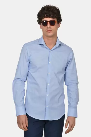 Ανδρικό Επίσημο Πουκάμισο Normal Fit Από 100% Βαμβάκι Με Διακριτικό Μικρό Καρό - ΣΙΕΛ                                                                Ανδρικό Επίσημο Πουκάμισο Normal Fit Από 100% Βαμβάκι Με Διακριτικό Μικρό Καρό - ΣΙΕΛ