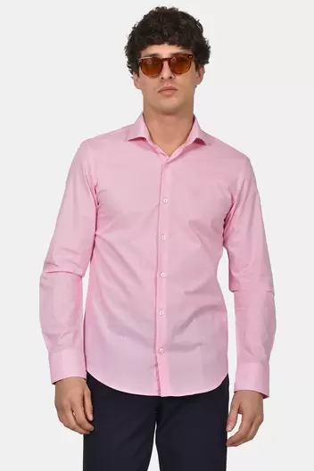 Ανδρικό Επίσημο Πουκάμισο Normal Fit Από 100% Βαμβάκι Με Διακριτικό Μικρό Καρό - ΡΟΖ                                                                Ανδρικό Επίσημο Πουκάμισο Normal Fit Από 100% Βαμβάκι Με Διακριτικό Μικρό Καρό - ΡΟΖ