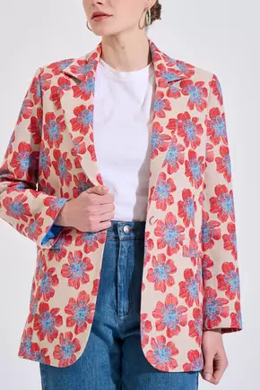 Σακάκι σε άνετη γραμμή με floral σχέδιο