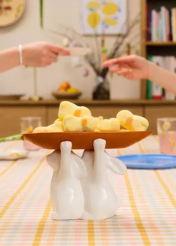 Carrot serving dish with white bunny - 26 cm