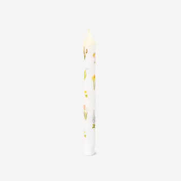 LED dinner candle with flower print - 24 cm