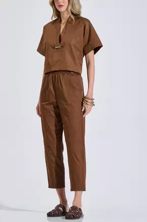 Παντελόνι Βαμβακερό με Λάστιχο στη Μέση & Τσέπες