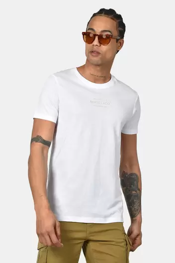 Ανδρικό T-shirt Normal Fit 100% Βαμβακερό – Minimal Berto Lucci Στάμπα - ΛΕΥΚΟ                                                                Ανδρικό T-shirt Normal Fit 100% Βαμβακερό – Minimal Berto Lucci Στάμπα - ΛΕΥΚΟ