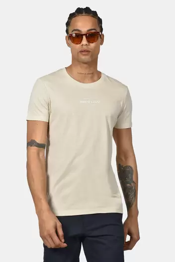 Ανδρικό T-shirt Normal Fit 100% Βαμβακερό – Minimal Berto Lucci Στάμπα - ΕΚΡΟΥ                                                                Ανδρικό T-shirt Normal Fit 100% Βαμβακερό – Minimal Berto Lucci Στάμπα - ΕΚΡΟΥ