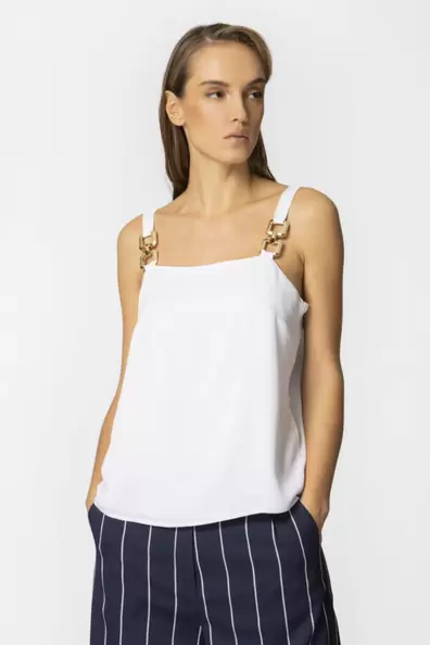 ΓΥΝΑΙΚΕΙΟ ΑΜΑΝΙΚΟ ΤΟΠ ΛΕΥΚΟ ΜΕ ΧΡΥΣΕΣ ΛΕΠΤΟΜΕΡΕΙΕΣ ΣΤΙΣ ΤΙΡΑΝΤΕΣ Πρόσθήκη στην λίστα επιθυμιών