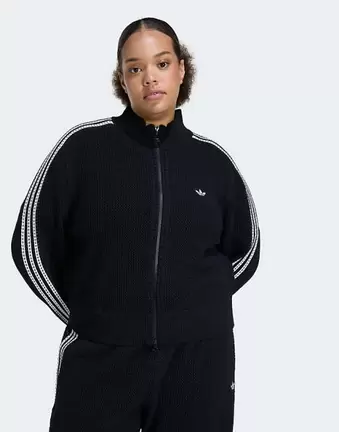 Adidas Originals Knitted crochet firebird track top in black