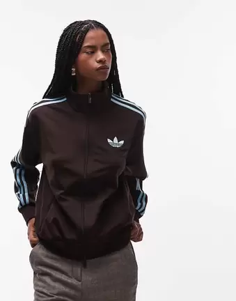 Adidas Originals Firebird loose track jacket in brown and ice blue - exclusive to ASOS