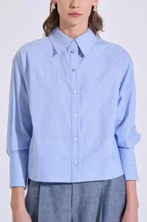 Βαμβακερό ριγέ πουκάμισο με διακοσμητικά κουμπιά