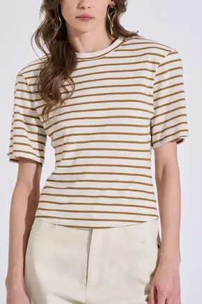 Βαμβακερή μπλούζα μαρινιέρα με διακοσμητικό κουμπί