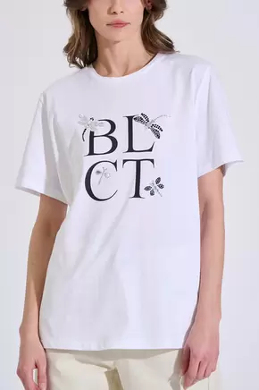 Βαμβακερή Μπλούζα με Logo & Στρας