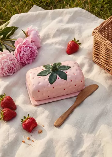 Pink strawberry butter tray