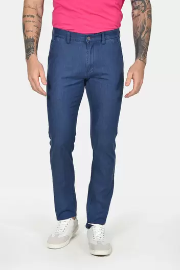 Ανδρικό Chinos Παντελόνι Classic Fit Σε Denim Look Με Καθαρή Γραμμή & Σύγχρονο Style - ΤΖΙΝ                                                                Ανδρικό Chinos Παντελόνι Classic Fit Σε Denim Look Με Καθαρή Γραμμή & Σύγχρονο Style - ΤΖΙΝ